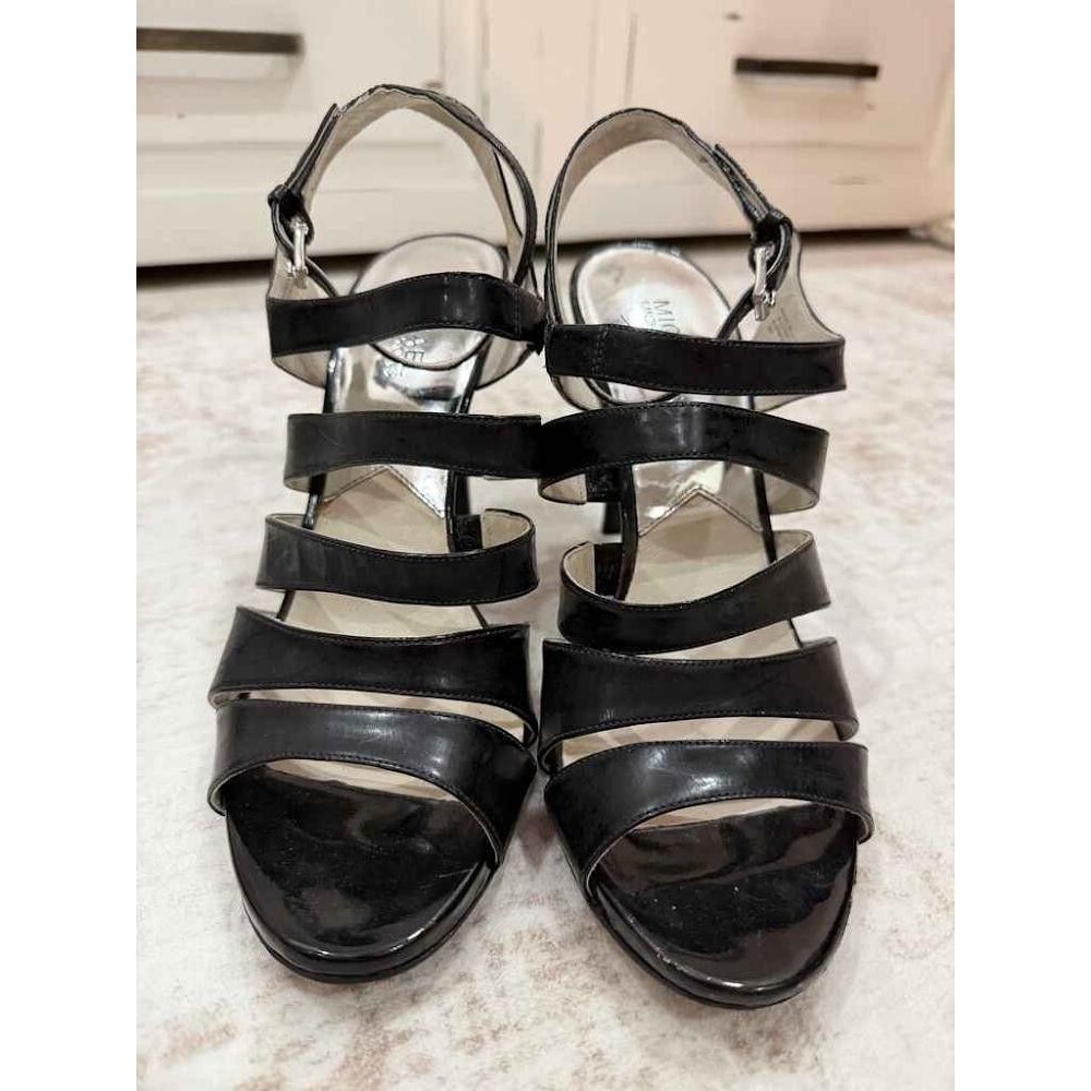 MICHAEL Michael Kors Ava Black Patent Leather Strappy Stiletto Heel Sanda